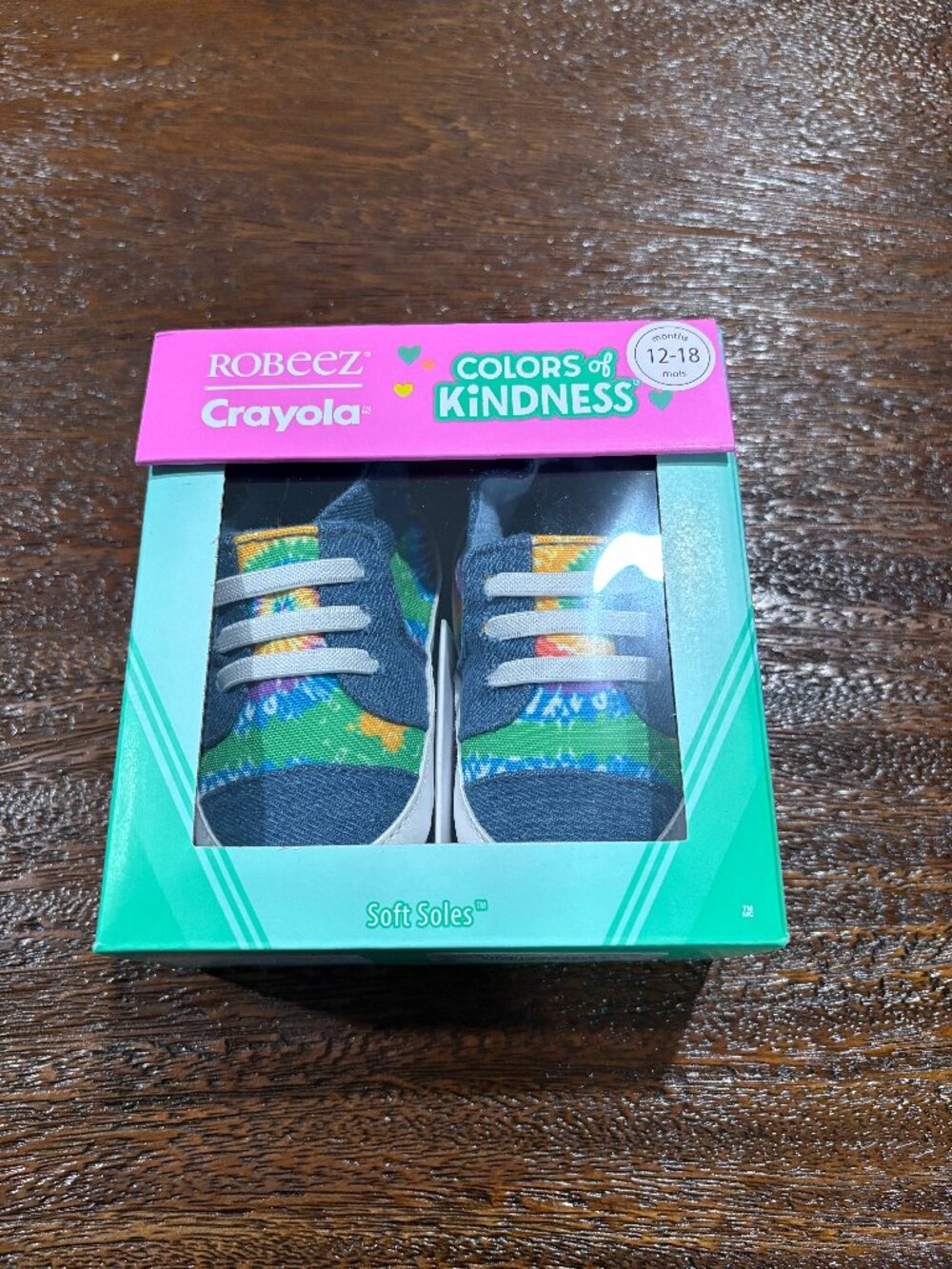 Robeez Crayola Color of Kindness Tie Dye Baby Shoes 12-18M Denim Blue NIB NEW